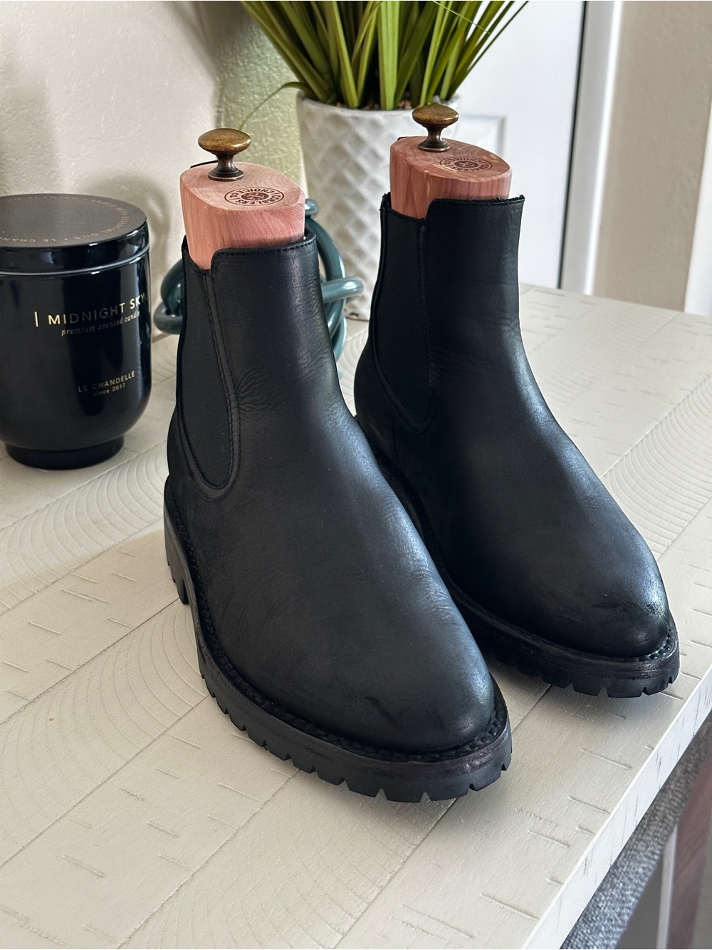 Thursday Boot Company Black Leather Chelsea Lug Boots